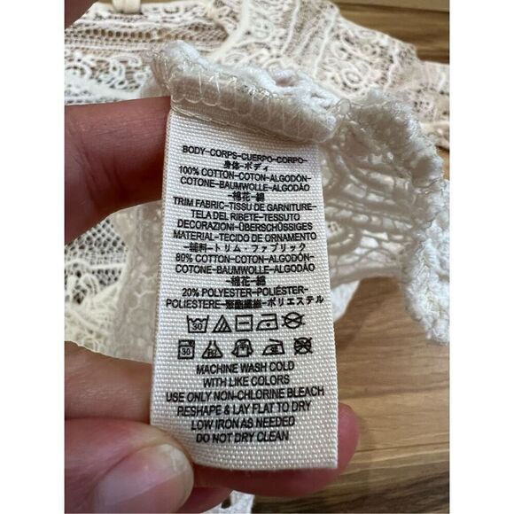 Free People Crochet Lace Boho Peplum Top size L - Picture 8 of 9